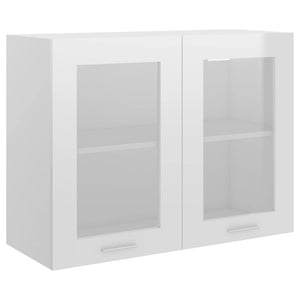 Armadio Sospeso con Vetro Bianco 80x31x60 cm Legno Multistrato 802534