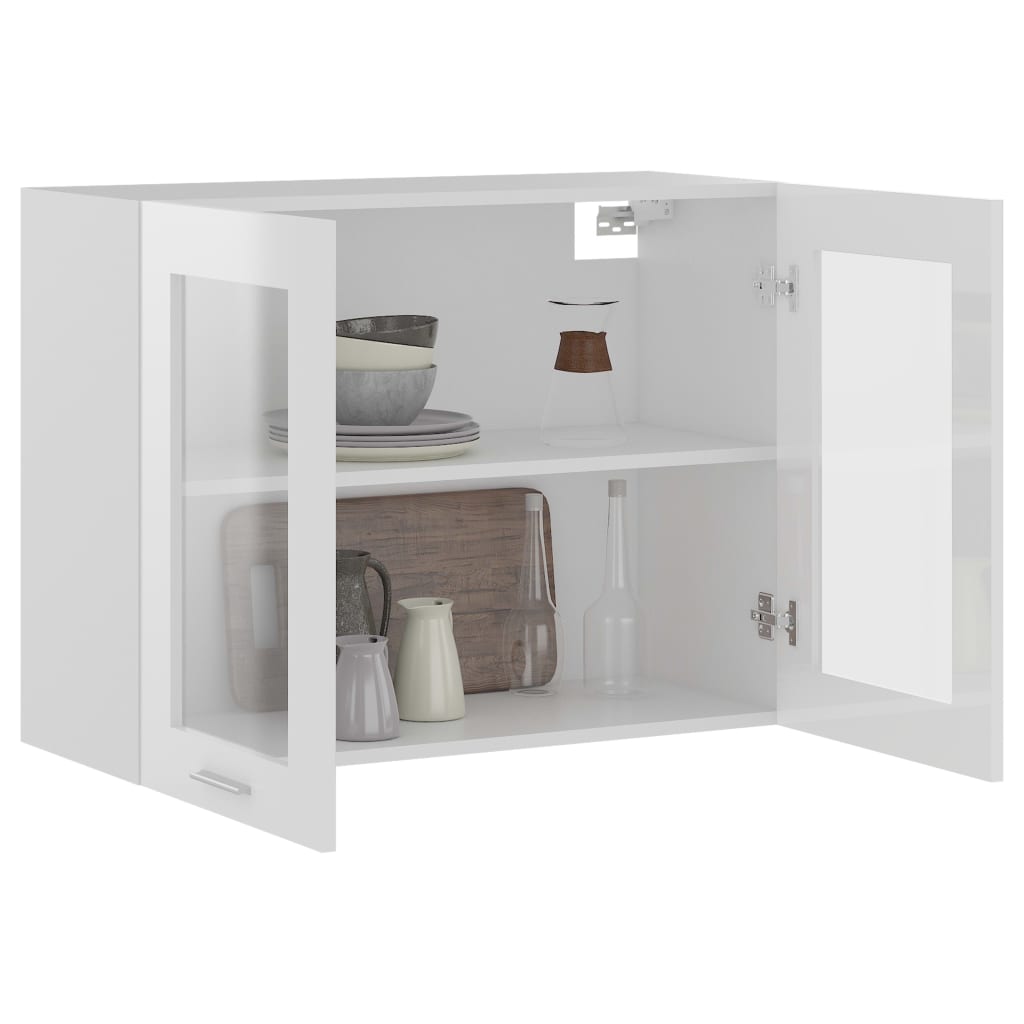 Armadio Sospeso con Vetro Bianco 80x31x60 cm Legno Multistrato 802534