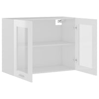 Armadio Sospeso con Vetro Bianco 80x31x60 cm Legno Multistrato 802534