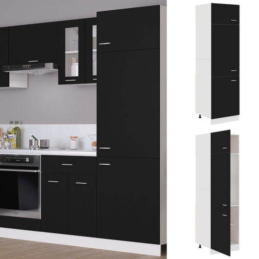 Armadio per Frigo Nero 60x57x207 cm in Legno Multistrato 802539