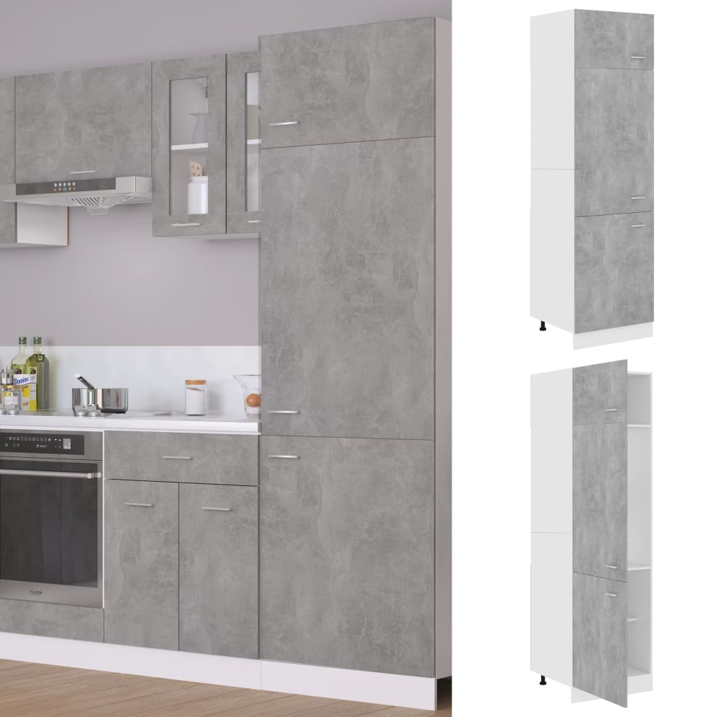 Armadio per Frigo Grigio Cemento 60x57x207 cm in Truciolato 802542