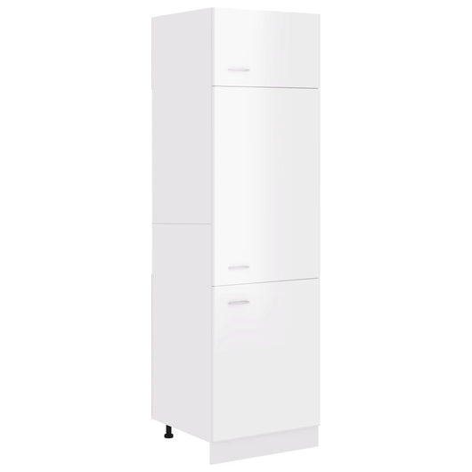 Mobile per Frigo Bianco Lucido 60x57x207 cm Legno Multistrato 802543