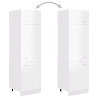 Mobile per Frigo Bianco Lucido 60x57x207 cm Legno Multistrato 802543