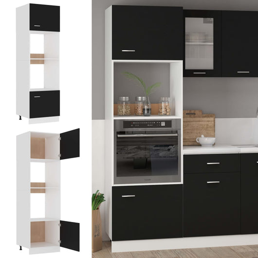 Mobile per Microonde Nero 60x57x207 cm in Legno Multistratocod mxl 73084