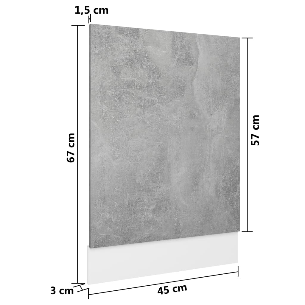 Pannello Lavastoviglie Grigio Cemento 45x3x67 cm Multistrato 802558