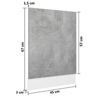 Pannello Lavastoviglie Grigio Cemento 45x3x67 cm Multistrato 802558