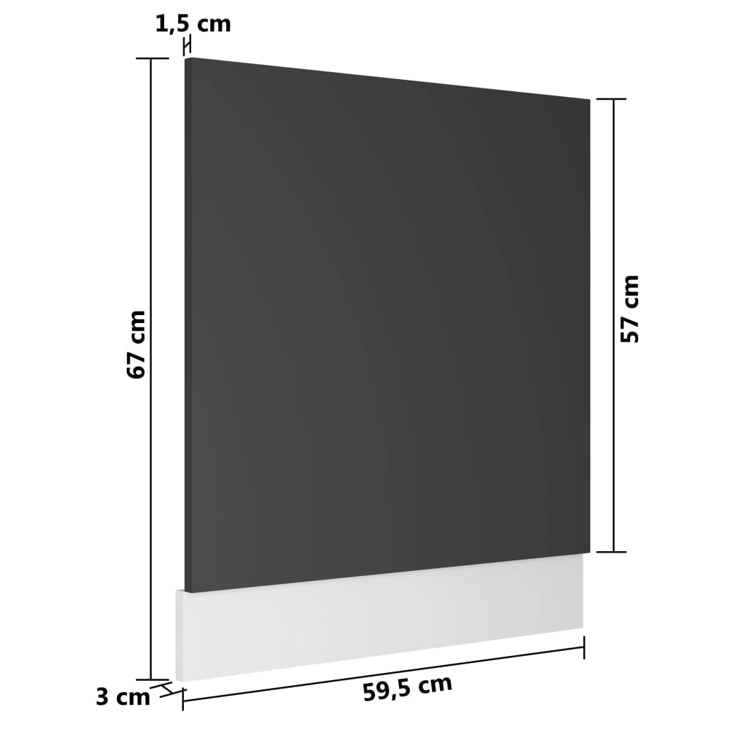 Pannello Lavastoviglie Grigio 59,5x3x67 cm in Truciolato 802564