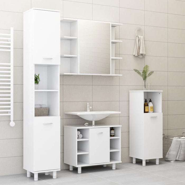 Armadio da Bagno Bianco 30x30x95 cm in Legno Multistrato cod mxl 7109