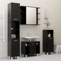 Armadio da Bagno Nero 30x30x95 cm in Truciolato cod mxl 52546