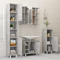 Armadio da Bagno Grigio Cemento 30x30x95 cm in Truciolato cod mxl 14862