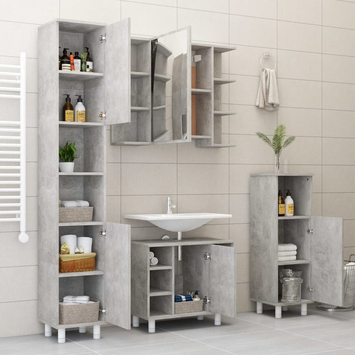 Armadio da Bagno Grigio Cemento 30x30x179 cm in Truciolato