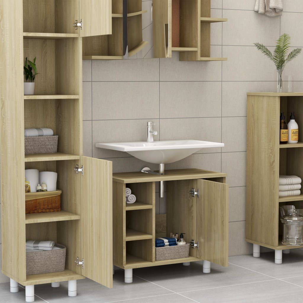 Armadio da Bagno Rovere Sonoma 60x33x58 cm in Truciolato 802636