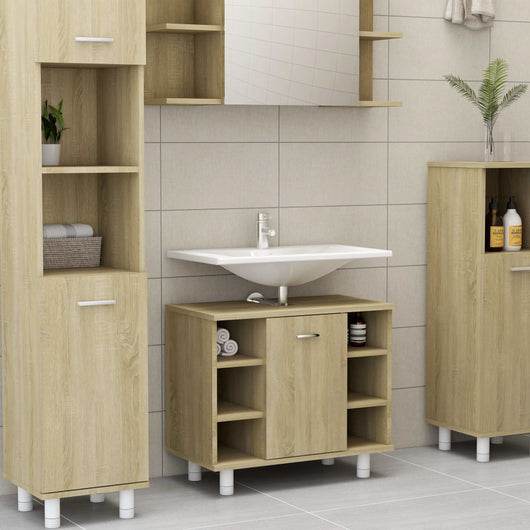 Armadio da Bagno Rovere Sonoma 60x33x58 cm in Truciolato