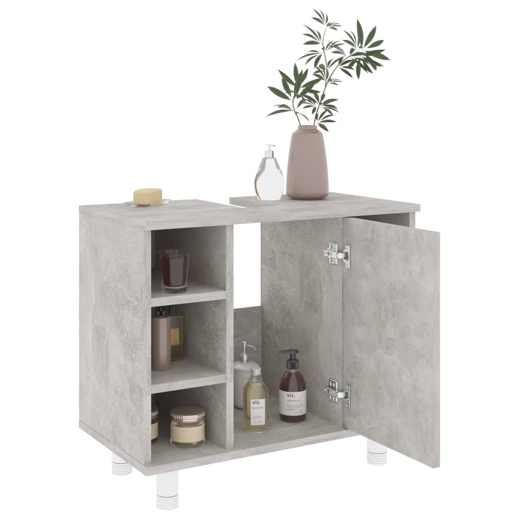 Armadio da Bagno Grigio Cemento 60x32x53,5 cm in Truciolato