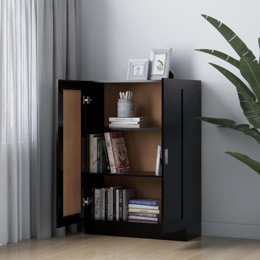 Libreria Nera 82,5x30,5x115 cm in Legno Multistrato 802715