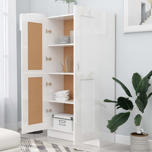 Libreria Bianco Lucido 82,5x30,5x150 cm in Legno Multistrato cod mxl 14126