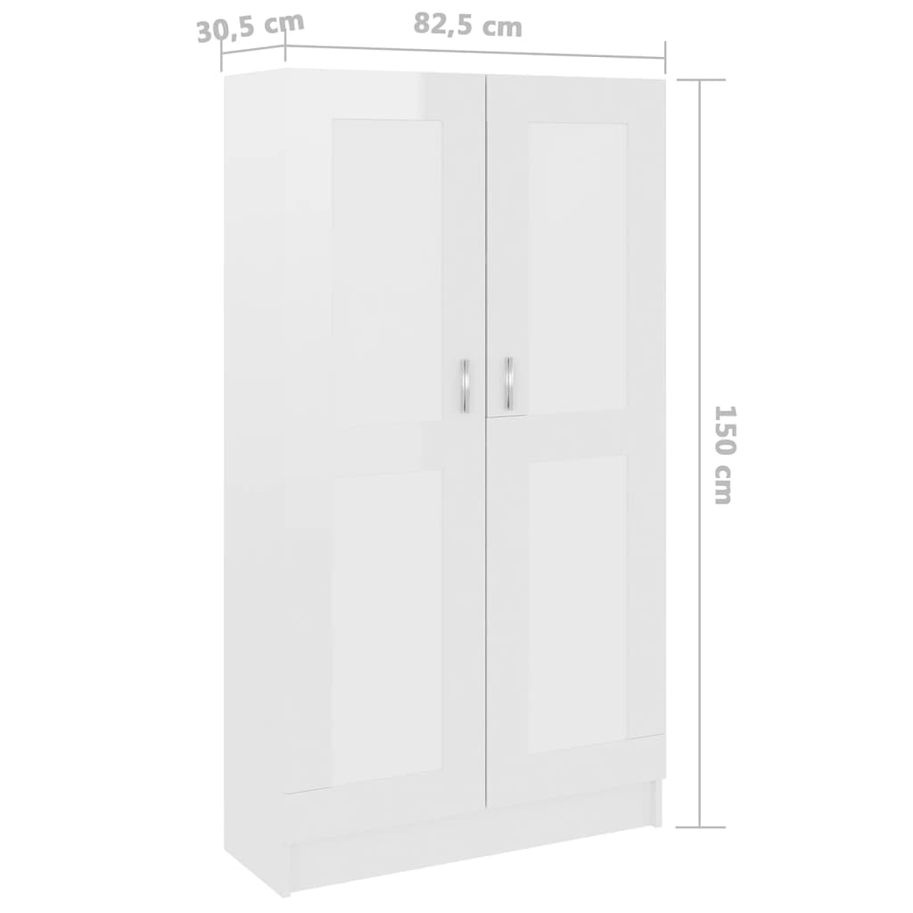 Libreria Bianco Lucido 82,5x30,5x150 cm in Legno Multistrato cod mxl 14126