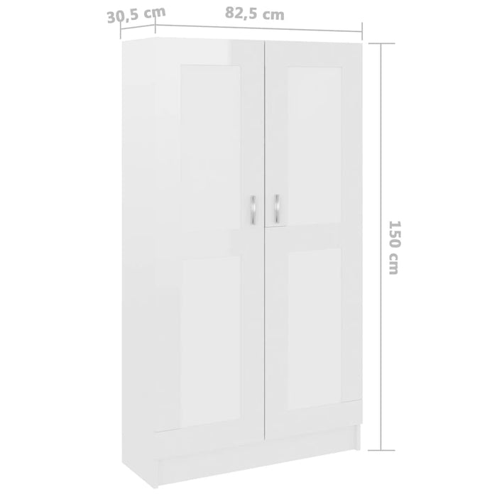 Libreria Bianco Lucido 82,5x30,5x150 cm in Legno Multistrato cod mxl 14126