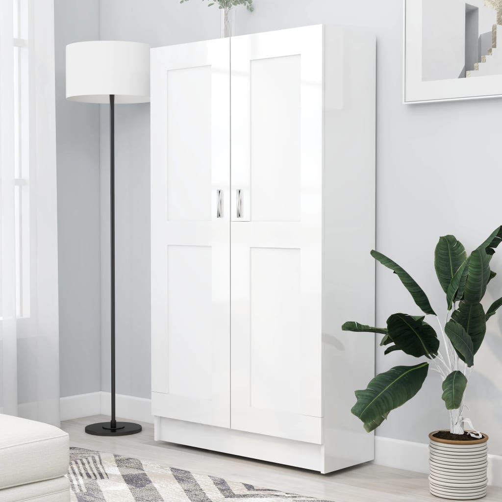 Libreria Bianco Lucido 82,5x30,5x150 cm in Legno Multistrato cod mxl 14126