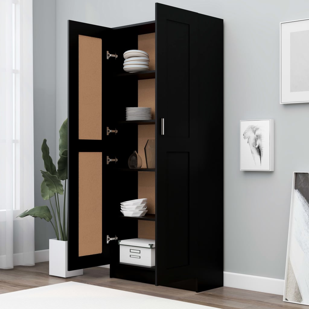 Libreria Nera 82,5x30,5x185,5 cm in Legno Multistratocod mxl 78754