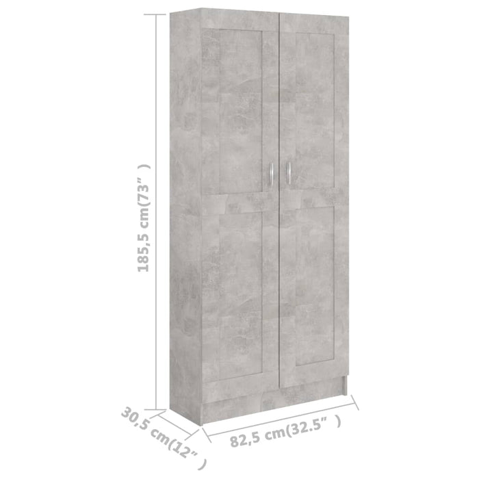 Libreria Grigio Cemento 82,5x30,5x185,5 cm in Truciolato