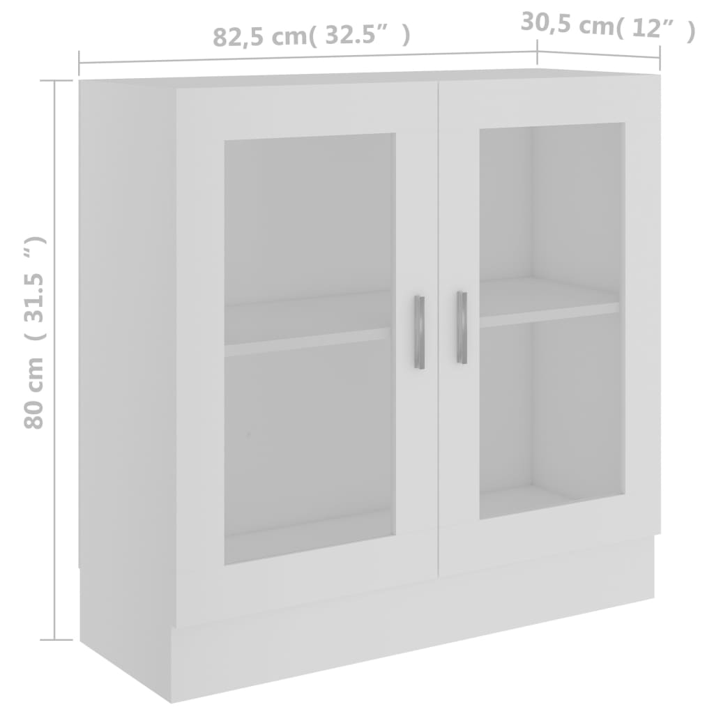 Armadietto con Vetrina Bianco 82,5x30,5x80 cm Legno Multistrato 802741