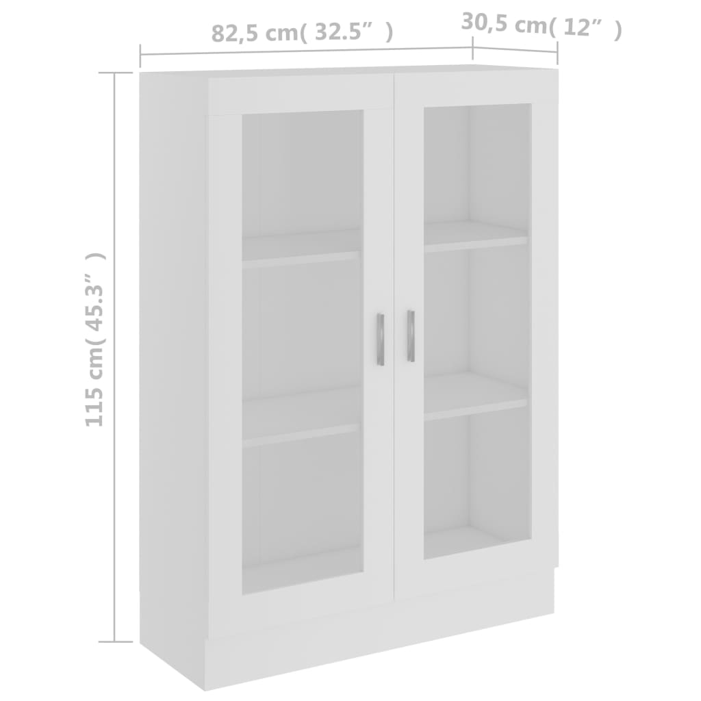 Armadietto con Vetrina Bianco 82,5x30,5x115 cm in Truciolato