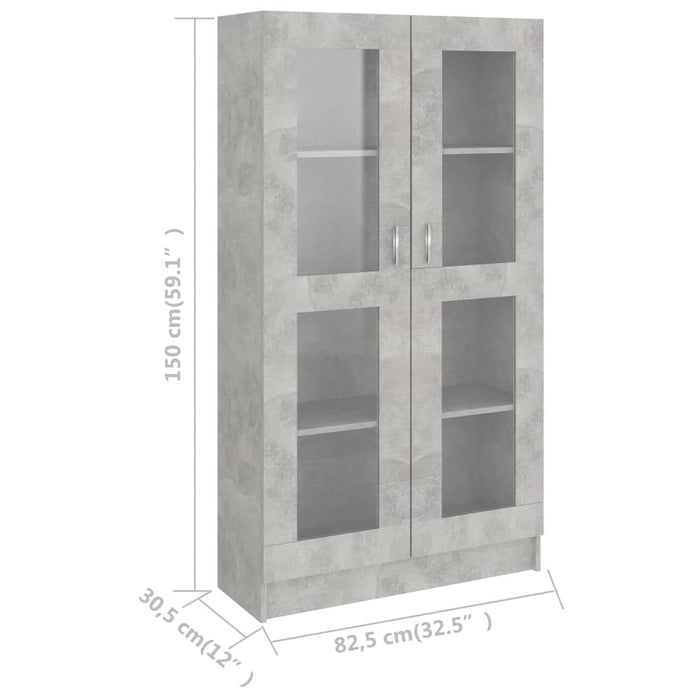 Armadietto e Vetrina Grigio Cemento 82,5x30,5x150 cm Truciolato 802763