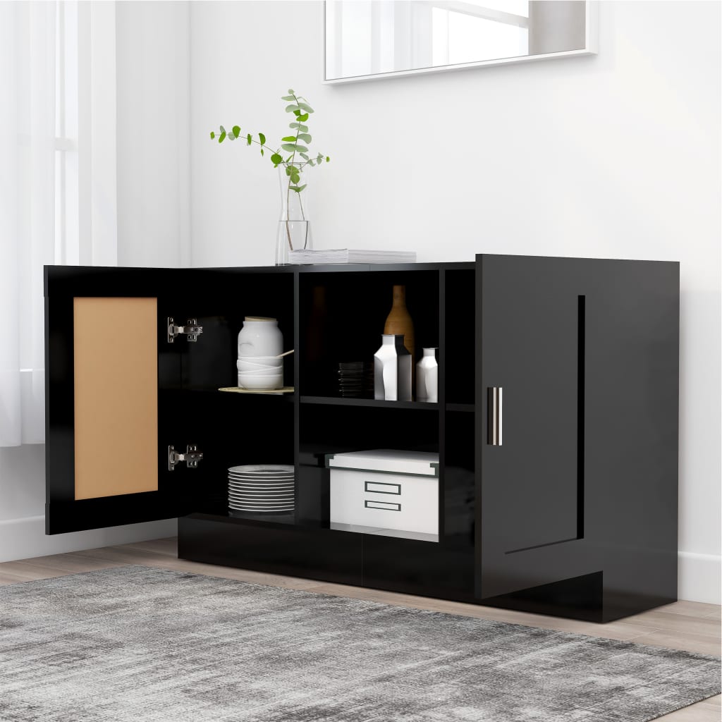 Credenza Nera 120x30,5x70 cm in Legno Multistrato 802778