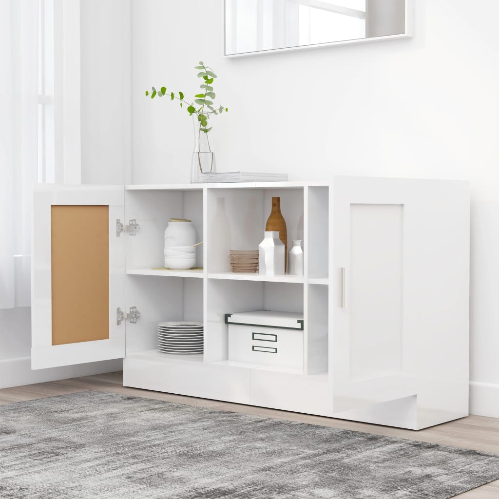 Credenza Bianco Lucido 120x30,5x70 cm in Truciolato cod mxl 14077