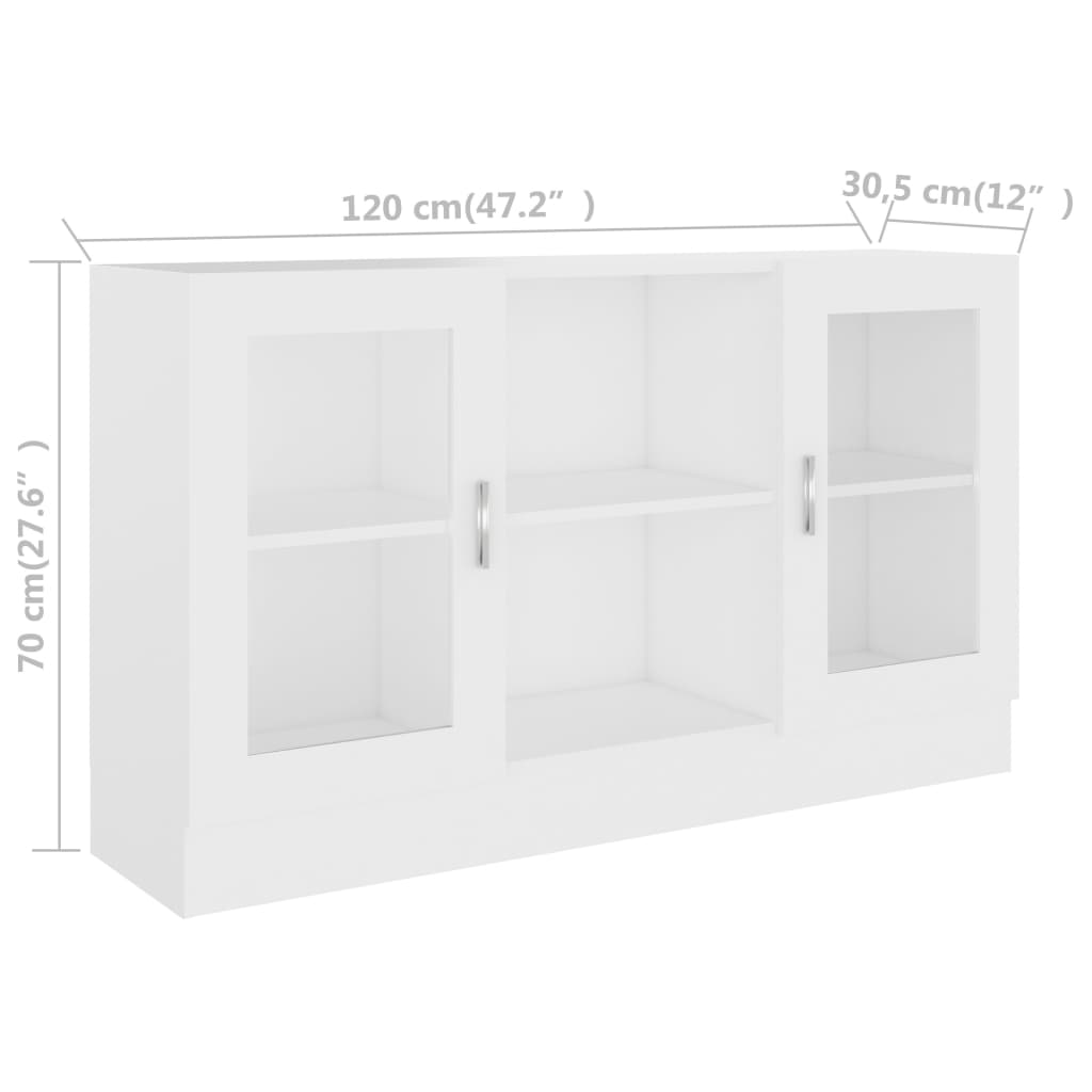 Armadietto con Vetrina Bianco 120x30,5x70 cm Legno Multistrato 802786