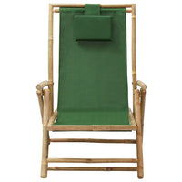 Sedia Reclinabile Relax Verde in Bambù e Tessuto cod mxl 13888