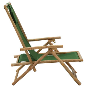 Sedia Reclinabile Relax Verde in Bambù e Tessuto cod mxl 13888