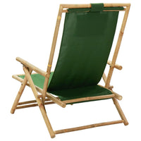 Sedia Reclinabile Relax Verde in Bambù e Tessuto cod mxl 13888