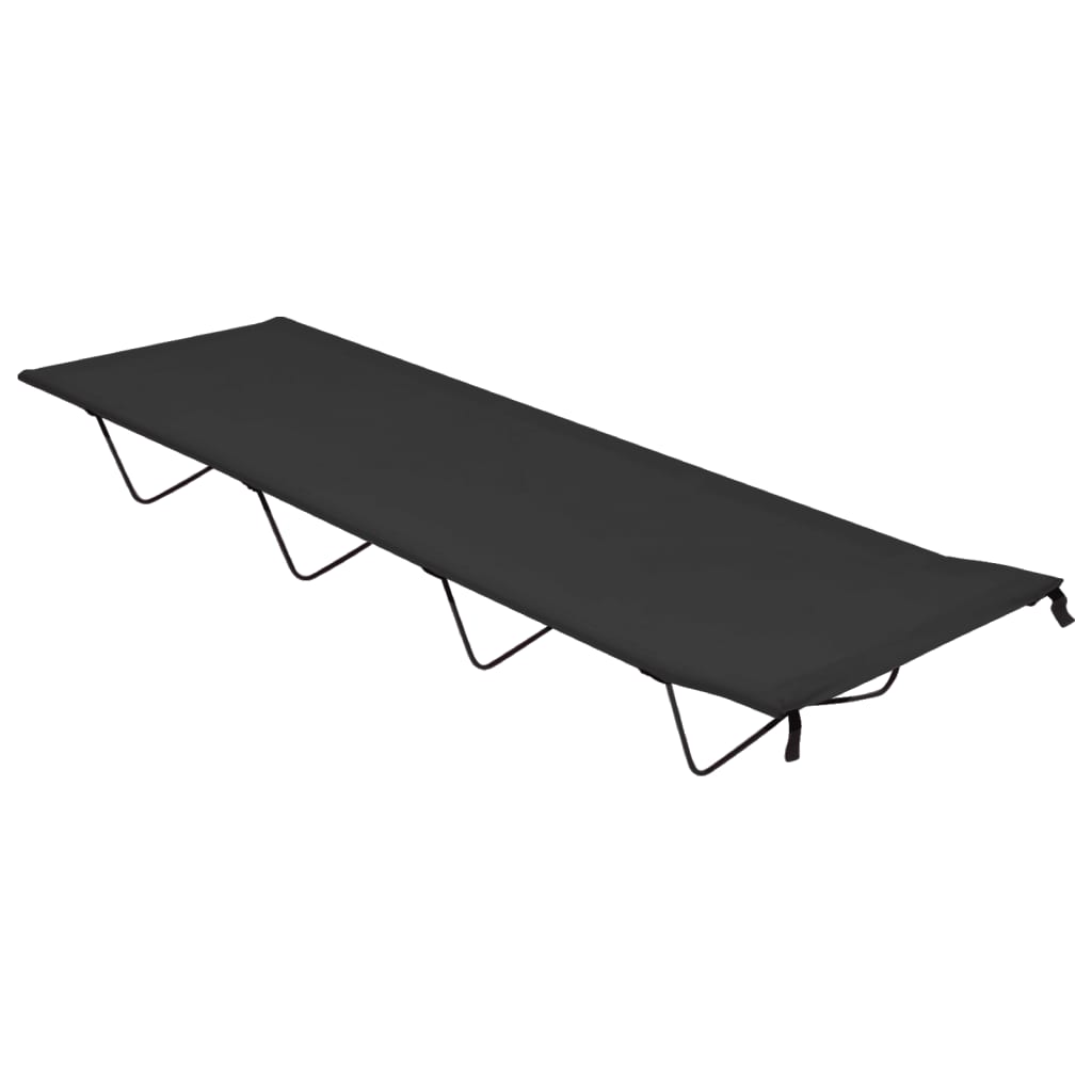 Lettino da Campeggio 180x60x19cm Tessuto Oxford e Acciaio Nero 312479