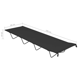 Lettino da Campeggio 180x60x19cm Tessuto Oxford e Acciaio Nero 312479