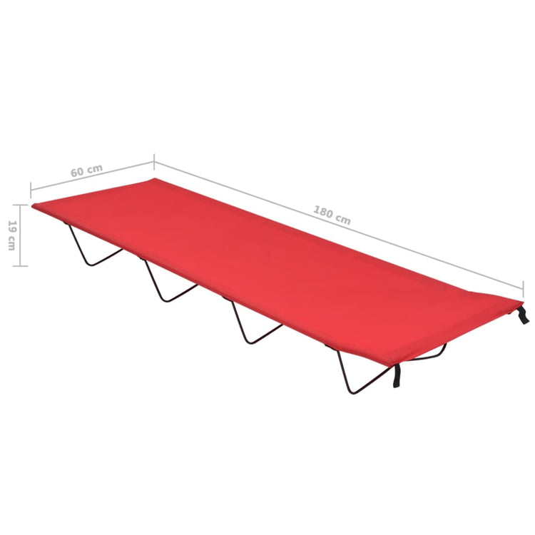 Lettino da Campeggio 180x60x19cm Tessuto Oxford e Acciaio Rosso 312480