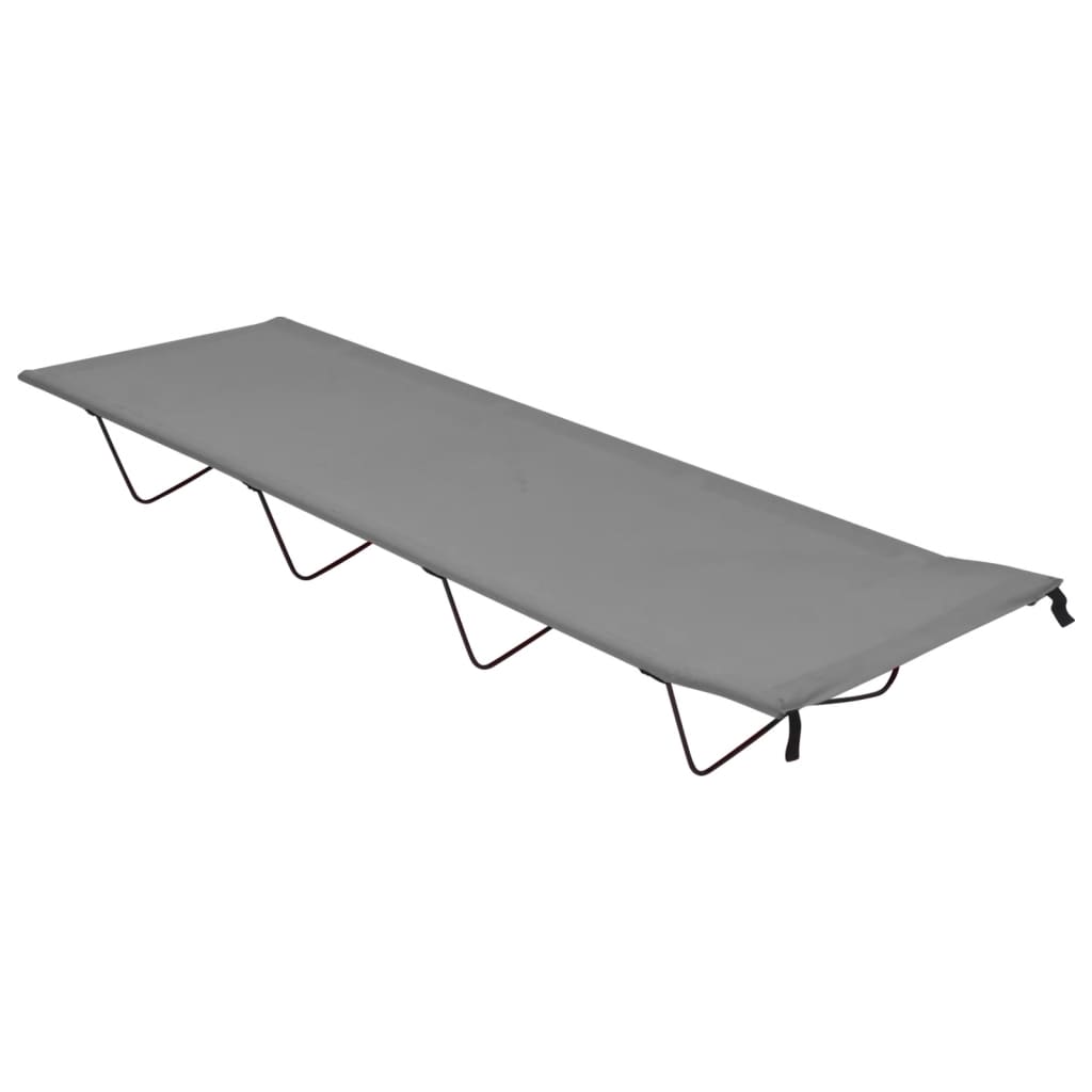 Lettino da Campeggio 180x60x19cm Tessuto Oxford e Acciaio Grigio 312481