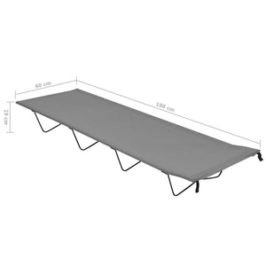 Lettino da Campeggio 180x60x19cm Tessuto Oxford e Acciaio Grigio 312481