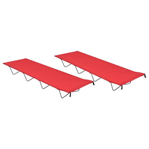 Lettini Campeggio 2pz 180x60x19cm Tessuto Oxford Acciaio Rosso 312485