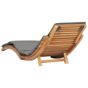 Lettino Prendisole Pieghevole con Cuscino Grigio Scuro in Teak 310668