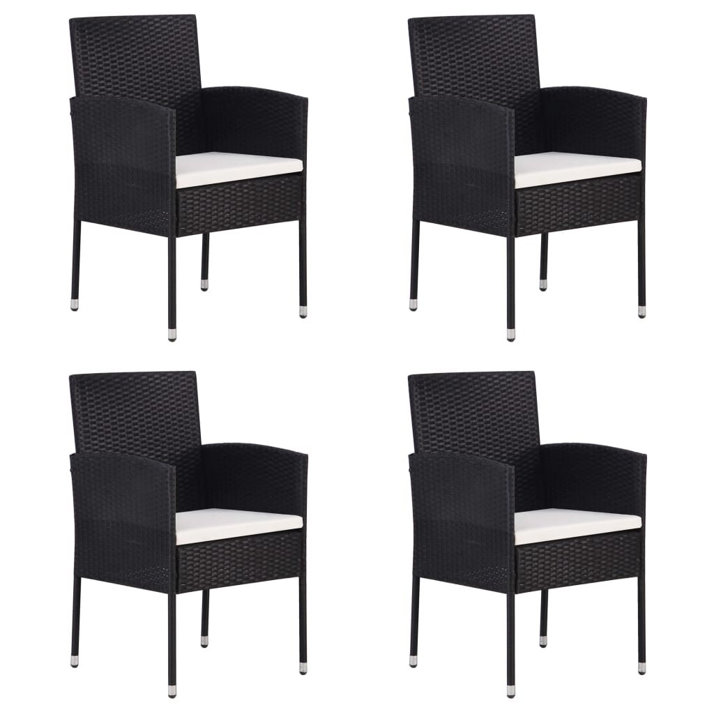 Sedie da Giardino Set 4 pz in Polyrattan Nero 313125