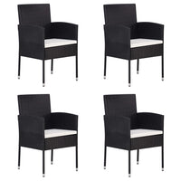 Sedie da Giardino Set 4 pz in Polyrattan Nero 313125