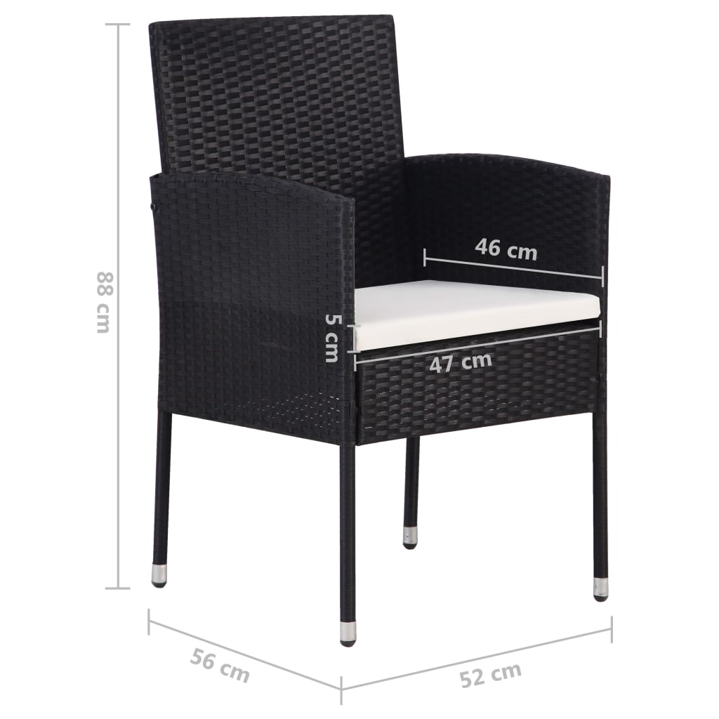 Sedie da Giardino Set 4 pz in Polyrattan Nero 313125