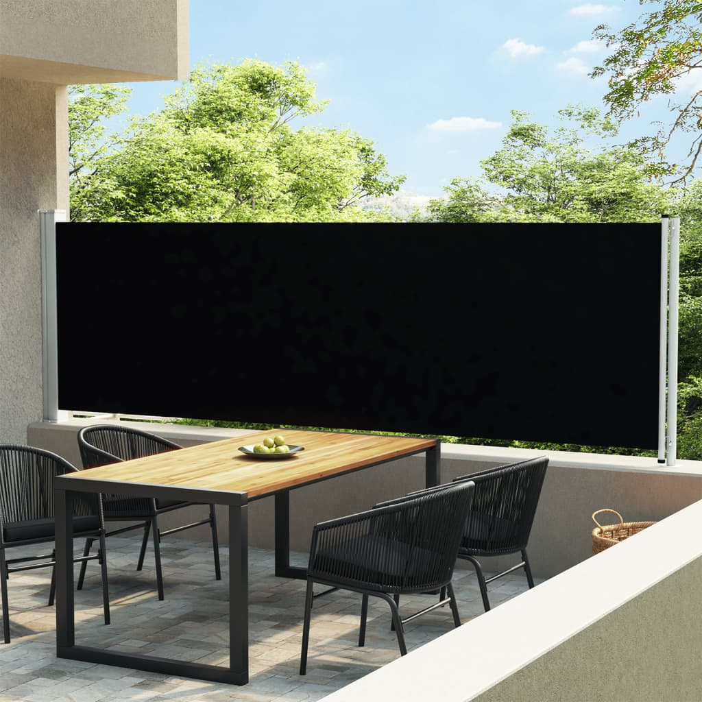 Tenda Laterale Retrattile per Patio 140x600 cm Nera cod mxl 66404