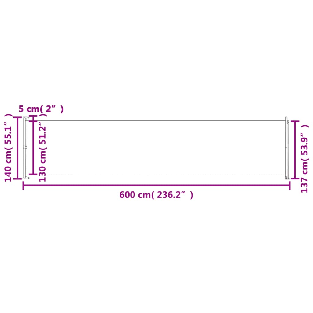 Tenda Laterale Retrattile per Patio 140x600 cm Crema 313370