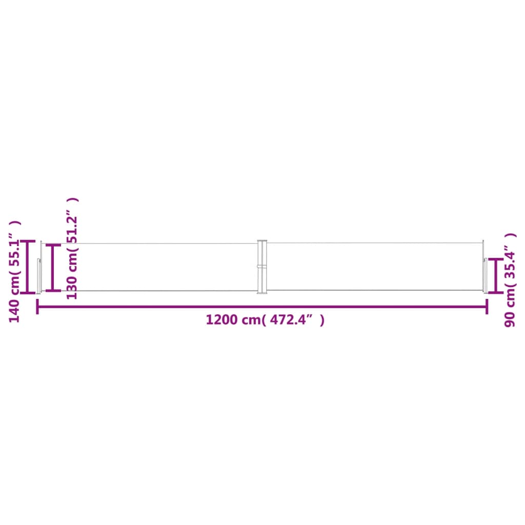 Tenda Laterale Retrattile per Patio 140x1200 cm Nera cod mxl 16094