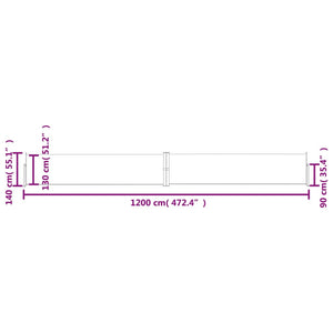 Tenda Laterale Retrattile per Patio 140x1200 cm Nera cod mxl 16094