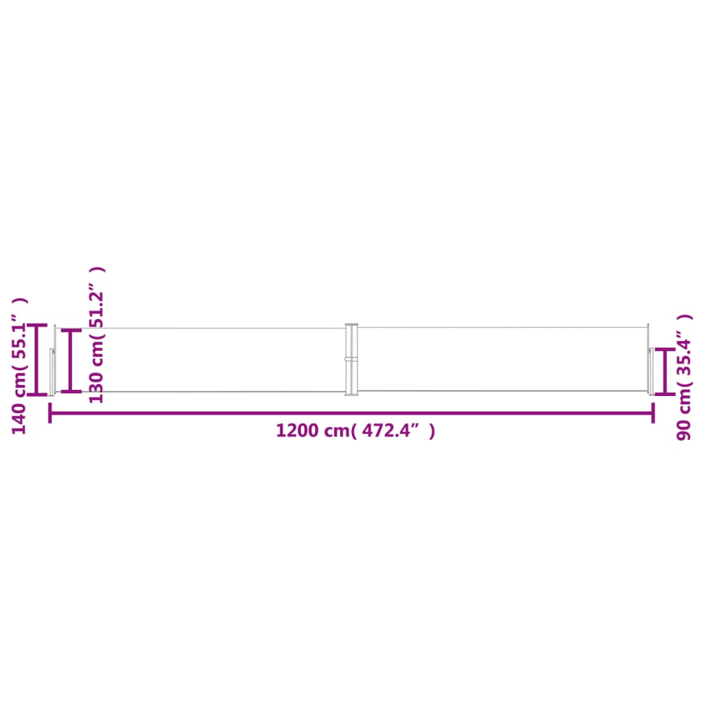 Tenda Laterale Retrattile per Patio 140x1200 cm Antracite 313389