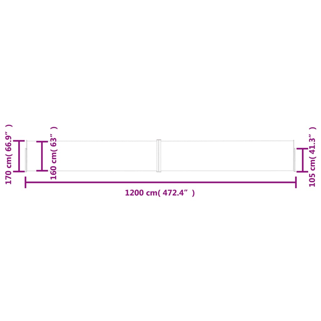 Tenda Laterale Retrattile per Patio 170x1200 cm Crema cod mxl 66515